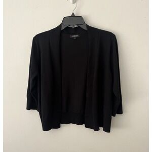 Women's Open Front Crop Cardigan Bolero Shrug Black Large Classic Goth Boho